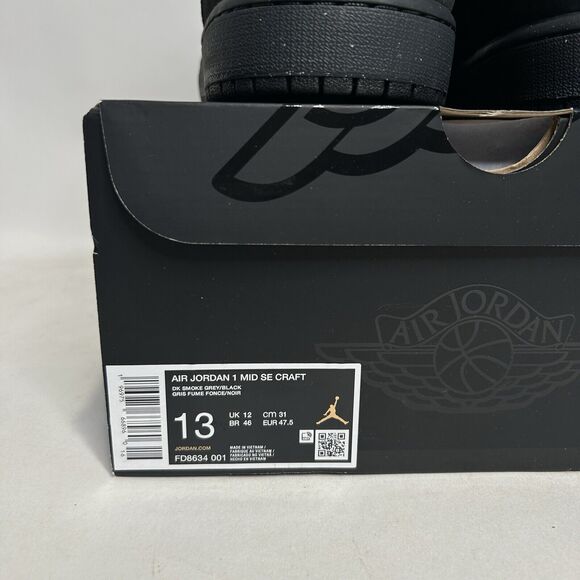 Nike Air Jordan 1 Mid SE Craft “Black Dark Smoke Gray” 2024 - Picture 5 of 6